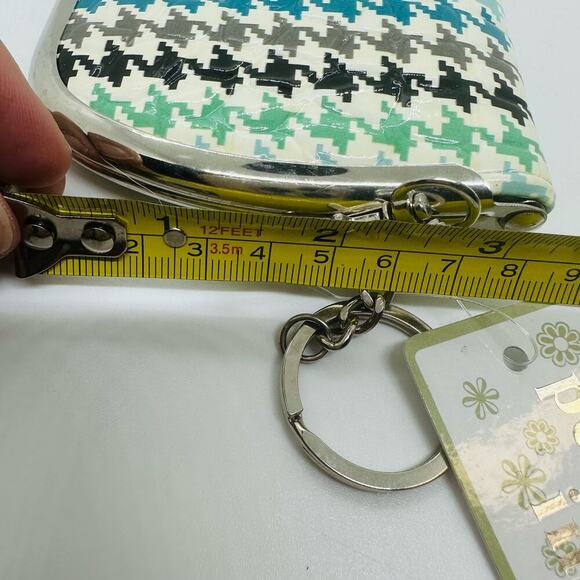 NWT Perfect Image Houndstooth Vinyl Green White Patter Snap Closure Wallet - Picture 7 of 7